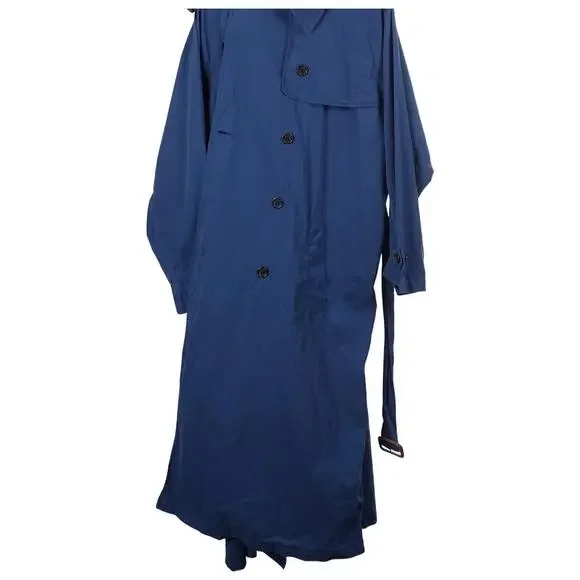 LAUREN RALPH LAUREN Women Trench Coat 18 Blue Cotton Belted Double Breasted - Picture 5 of 11